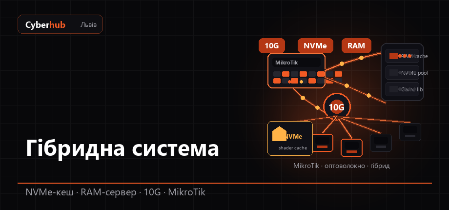 Гібридна система Cyberhub — MikroTik, 10G, NVMe-кеш і RAM-сервер
